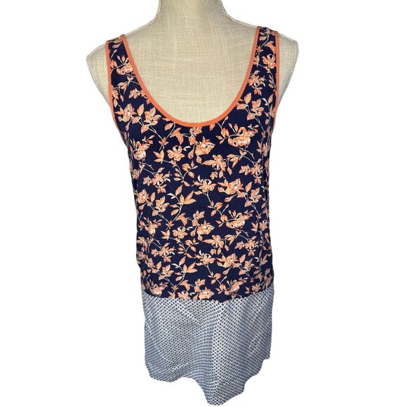 Joie Reversible Floral Silk Tank Dress XS Navy & Peach - Picture 1 of 9